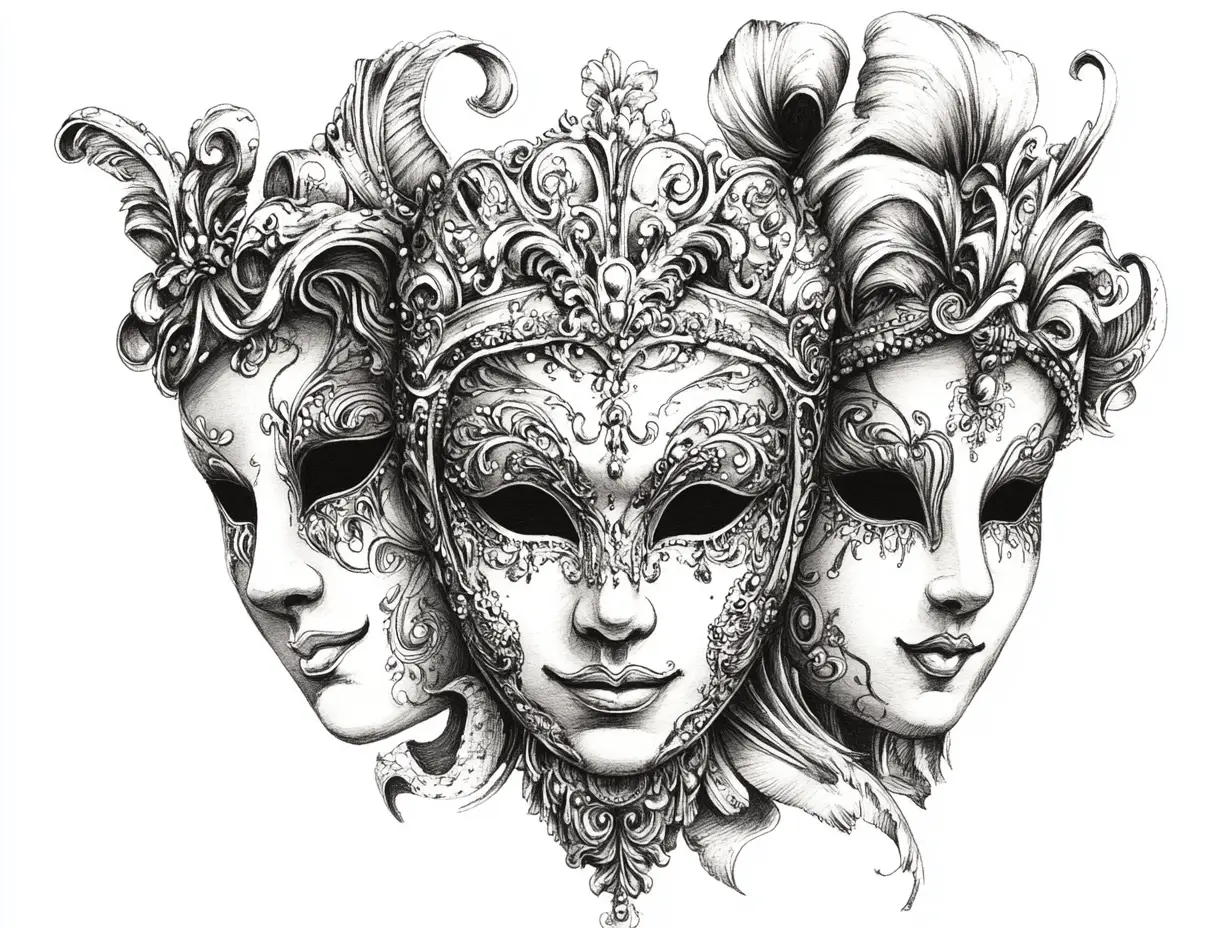 Wer möchte dieses Wannado auf seiner Haut? Die drei venizianischen Masken wären ein tolles Tattoo.